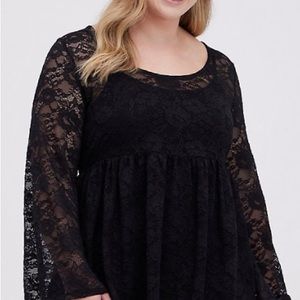 Torrid Lace Babydoll Top, Size 3X, Black